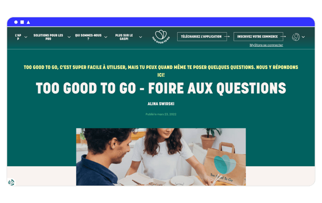 exemple site FAQ too good to go