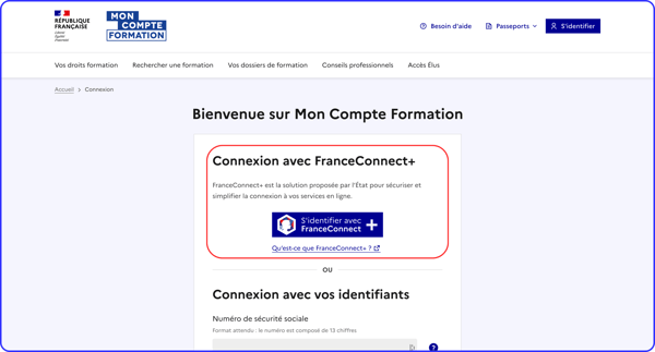 connexion au compte formation identité numérique