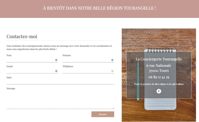 formulaire de contact exemples sites services de conciergerie