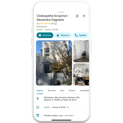 exemple fiche google my business ostéopathe arcachon