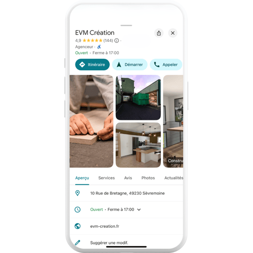 fiche d'établissement google business profile evm creation 
