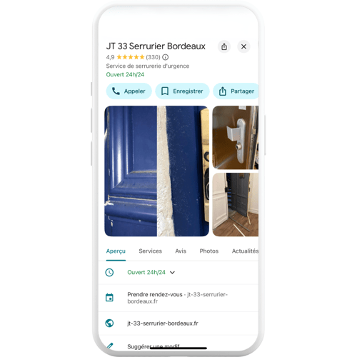capture fiche google my business serrurier