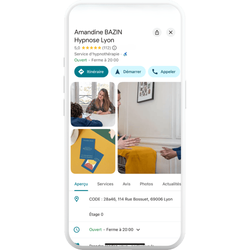 fiche google hypnotherapeute exemple