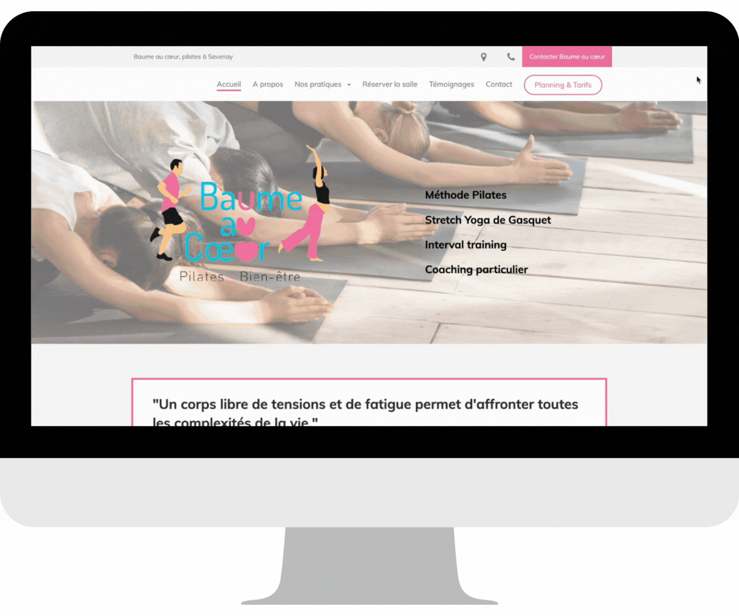 exemple site internet de yoga baume au coeur