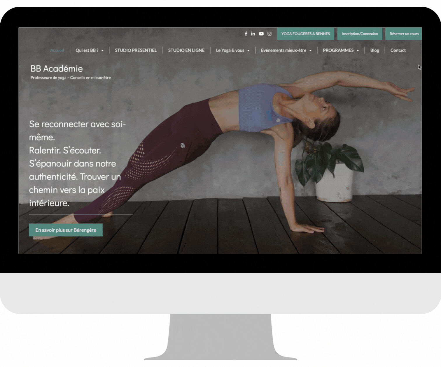 Exemple site internet praticienne yoga BB Académie