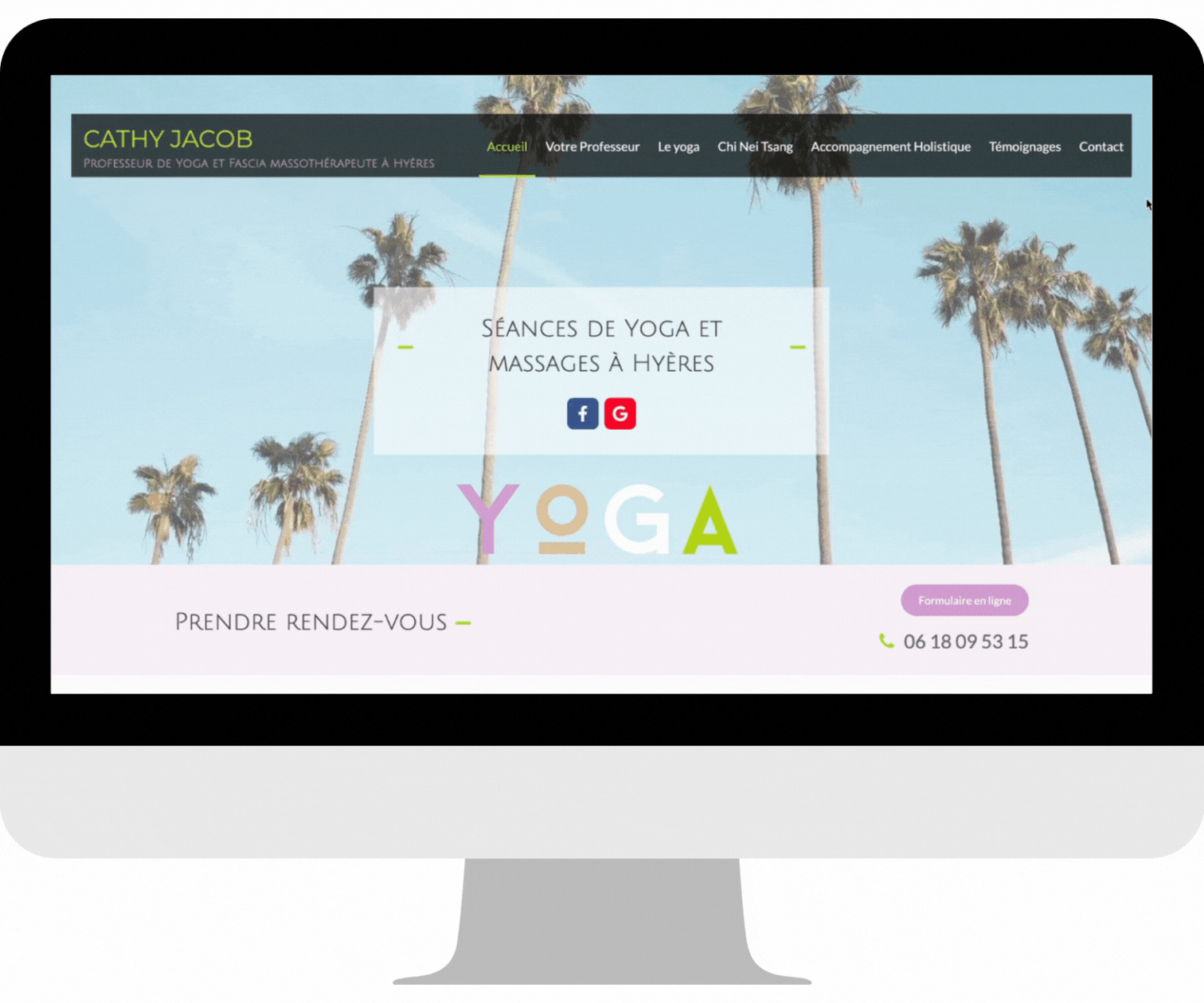 Exemple site internet de Yoga Cathy Jacob