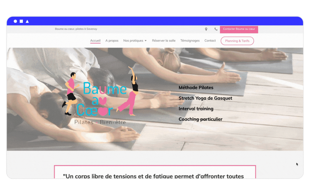exemple site internet de yoga baume au coeur