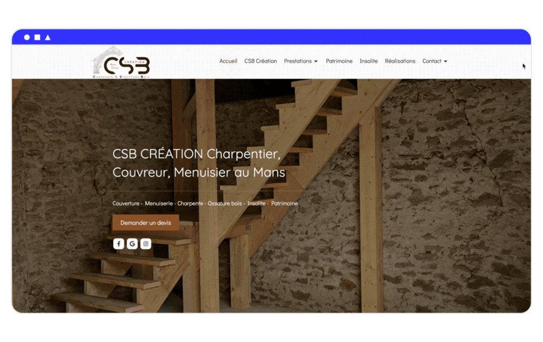 Capture exemple site internet artisan menuisier 