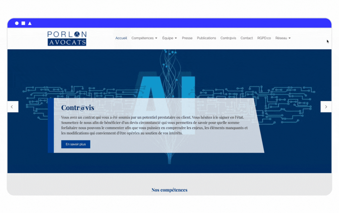 exemple du site internet de porlon avocats