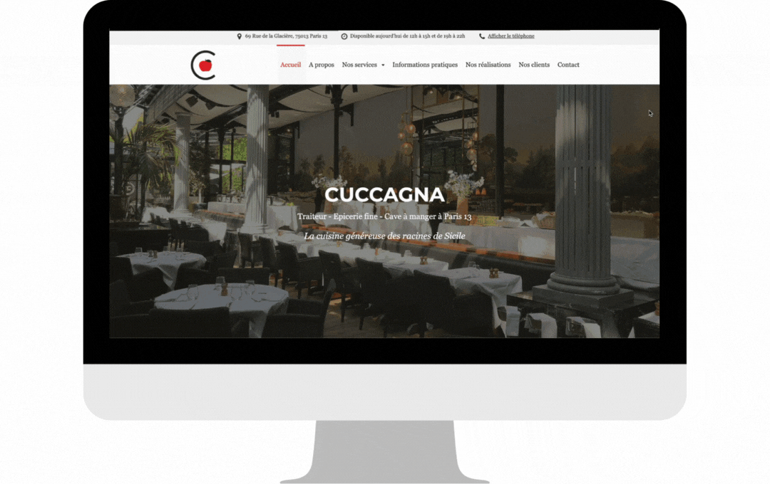 cuccagna capture vidéo du site de restaurant