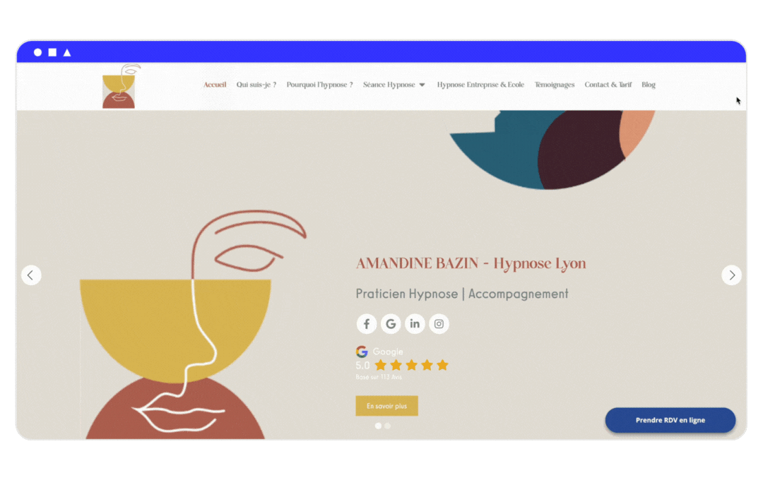 Exemple hypnotherapeute site vitrine