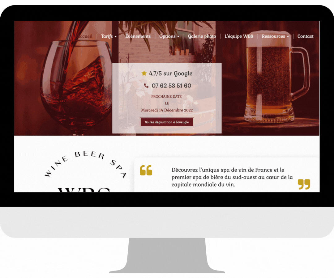 exemple site institut de beauté wine beer spa simplébo