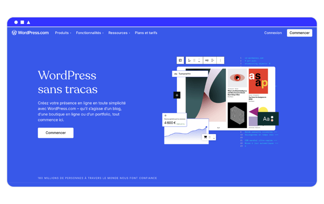 interface CMS wordpress site web