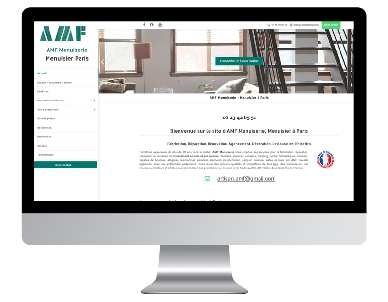 Exemple site internet artisan menuisier